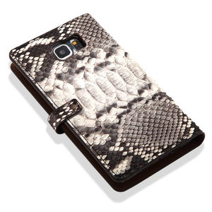 Motimo Bi-Fold Genuine Python Snake Leather Case for iPhone 11/12/13/14/15 Series, Galaxy S21/S22/S23/S24 Series, Note 20/20 Ultra image 3