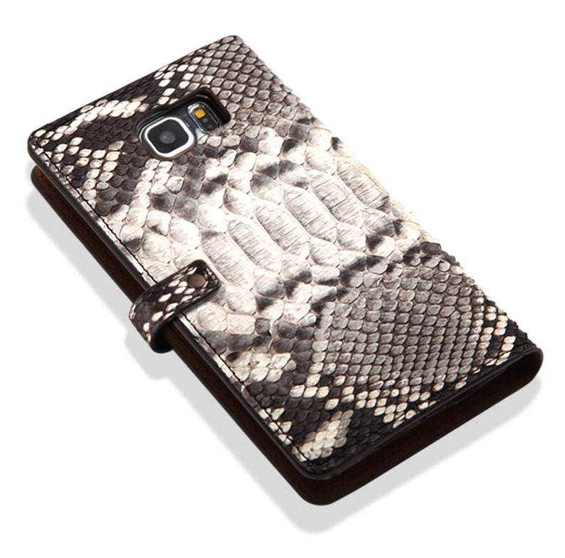 Motimo Bi-Fold Genuine Python Snake Leather Case for iPhone 11/12/13/14/15 Series, Galaxy S21/S22/S23/S24 Series, Note 20/20 Ultra image 3