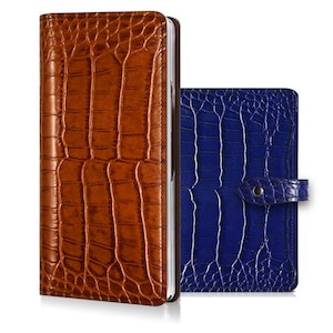 Motimo Crocodile Pattern Leather Wallet Case for Galaxy Z Fold 3, 4, 5, 6, 7, 8 & 8 Ultra - Button Closure