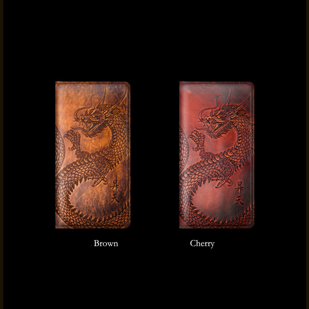 Dragon Embossed Galaxy Z Fold 7 Leather Wallet Case, S-pen