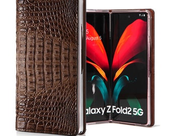 Motimo Genuine Alligator Leather Case for Galaxy Z Fold 3, Z Fold 4, Z Fold 5 - W/O Button Closure