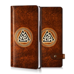 Motimo Valknut Leather Case for Galaxy Z Fold 2, Z Fold 3, Z Fold 4, Z Fold 5 - Button Closure