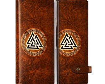 Motimo Valknut Leather Case for Galaxy Z Fold 2, Z Fold 3, Z Fold 4, Z Fold 5 - Button Closure