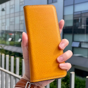 Minerva Box Vegetable Tanned Leather Wallet Case for iPhone 12/13/14/15/16 Series, Galaxy S23/S24/S25 Series