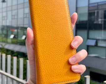 Minerva Box Vegetable Tanned Leather Wallet Case for iPhone 12/13/14/15 Series, Galaxy S21/S22/S23/S24 Series, Galaxy Note 20 Series