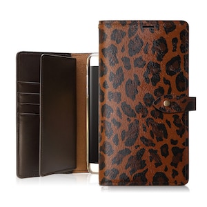 Motimo Bi-Fold Leopard Pattern Leather Case for iPhone 11/12/13/14/15/16 Series, Galaxy S22/S23/S24/S25 Series, Galaxy S25 Edge
