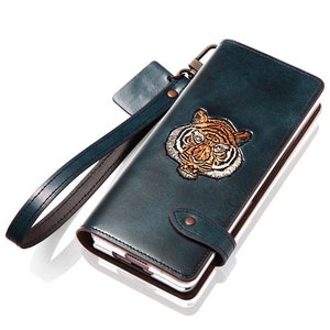 Motimo Tiger Face Embossed Leather Case for Galaxy Z Fold 2, Z Fold 3, Z Fold 4, Z Fold 5 W/O Button Closure image 4