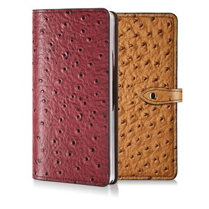 Motimo Ostrich Pattern Leather Wallet Case for Galaxy Z Fold 2, Z Fold 3, Z Fold 4, Z Fold 5, Z Fold 6 - Button Closure