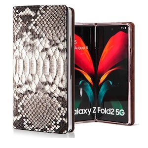 Motimo Genuine Python Snake Leather Case for Galaxy Z Fold 3, Z Fold 4, Z Fold 5, Z Fold 6, Z Fold 7 - W/O Button Closure