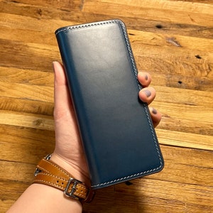 Minerva Box Vegetable Tanned Leather Wallet Case for Galaxy Z Fold 4 5G, Free Initials/Names Stamping