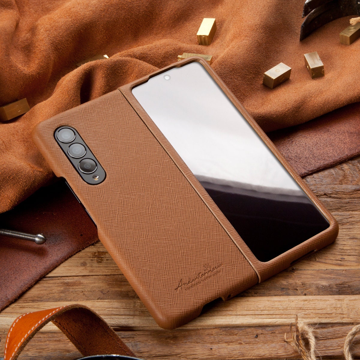 Premium Saffiano Leather Cover Case for Galaxy Z Fold 3 5G 5 Etsy