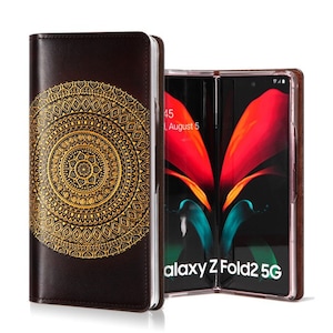 Motimo Mandala Embossed Leather Case for Galaxy Z Fold 2, Z Fold 3, Z Fold 4, Z Fold 5, Z Fold 6 - W/O Button Closure