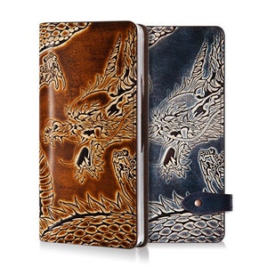 Motimo Dragon Embossed Leather Case for Galaxy Z Fold 2, Z Fold 3, Z Fold 4, Z Fold 5, Z Fold 6, Z Fold 7 - Button Closure
