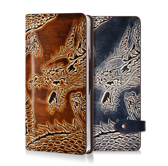 With Button Fastener Motimo Dragon Embossed Leather Case for Galaxy Z Fold 2