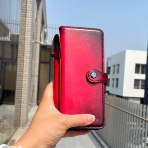 Hand-Dyed Leather Wallet Case for Samsung Galaxy Z Fold 6, S Pen Holder, Magnetic Closure, Free Initials/Names Engraving
