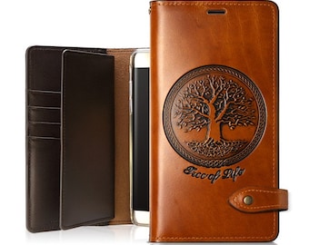 Motimo Bi-Fold Tree of Life Leather Wallet Case for iPhone 11/12/13/14/15 Series, Note 20/20 Ultra, Galaxy S20/S21/S22/S23/S24 Series