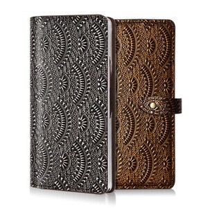 Motimo Sun Embossed Leather Wallet Case for Z Fold 2, Z Fold 3, Z Fold 4, Z Fold 5, Z Fold 6 - Button Closure
