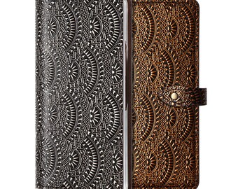 Motimo Sun Embossed Leather Wallet Case for Z Fold 2, Z Fold 3, Z Fold 4, Z Fold 5 - Button Closure