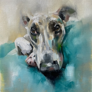 Whippet art, cute dog, art, print, sighthound, lurcher, greyhound, pet portrait, Giclee print