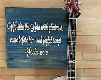 Custom Sign Guitar Hanger: Religious Gift, Personalized Quote