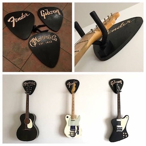 Custom Guitar Hanger, Guitar Holder, Guitar Wall Mount, Pick, Gifts for Musician, Guitar Mount, Fathers Day Gift, Gift for Guitar Player