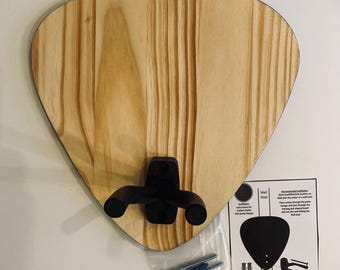 Stained Wood Pick Shape Guitar Wall Mount / Hanger