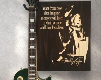 Stevie Ray Vaughan Wooden Engraved Guitar Wall  Hanger / Mount