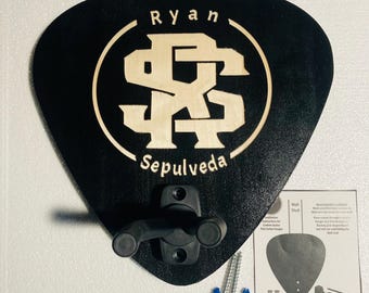 Personalized Monogram Guitar Wall Mount Wood Engraved
