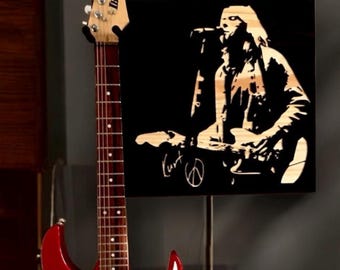 Kurt Cobain Guitar Hanger: Pine Wood Wall Mount