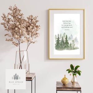 Digital Wall Art, Bundle of 4, John Muir Quote, 8x10, 300dpi, Printable, Mountains, Inspirational, DIY