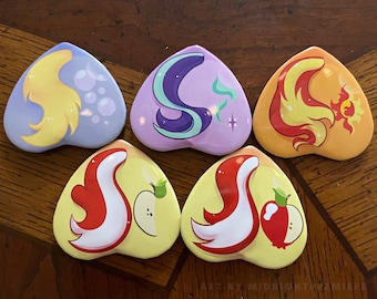 Background Characters Cutie Mark Buttons MLP Derpy Starlight Glimmer Sunset Shimmer Flim Friendship is Magic Pinback Pin My Little Pony FiM