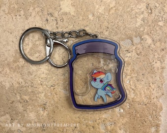 Rainbow Dash Jar Shaker Charm | My Little Pony MLP FiM Friendship is Magic Cute Chibi Oil Keychain