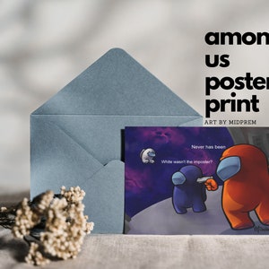 Entre nós impressão de cartão postal 4x6, mini pôster de astronauta meme