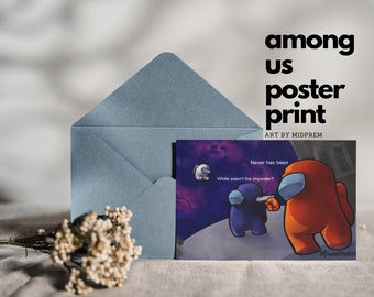 Onder ons 4x6 ansichtkaart afdrukken, Astronaut Meme Mini Poster