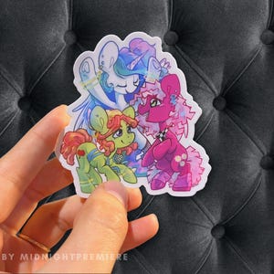 Celestia, Cheerilee, Tree Hugger Sticker | Waterproof Dishwasher Safe 3&quot; Vinyl Decal | Princess MLP FiM My Little Pony Friendship is Magic
