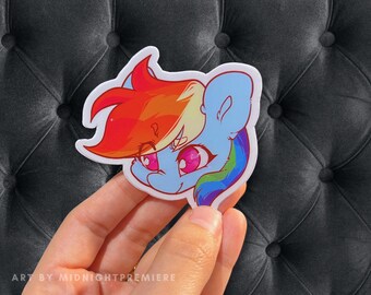 Rainbow Dash wasserdichter Aufkleber | Spülmaschinenfester 3"Vinyl Car Laptop Sticker | RD MLP FiM Gesicht g4 My Little Pony Friendship is Magic