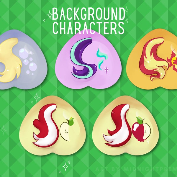 Background Characters Cutie Mark Buttons MLP Derpy Starlight Glimmer Sunset Shimmer Flim Friendship is Magic Pinback Pin My Little Pony FiM