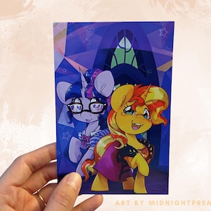 Twilight & Sunset Shimmer 100x120 Postkartendruck, MLP FiM My Little Pony Friendship is Magic Princess SciTwi Ebookers Mini-Poster