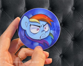 Rainbow Dash wasserdichter Aufkleber | Spülmaschinenfester 3"Vinyl Car Laptop Sticker | RD MLP FiM Angry Face g4 My Little Pony Friendship is Magic