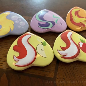Background Characters Cutie Mark Buttons MLP Derpy Starlight Glimmer Sunset Shimmer Flim Friendship is Magic Pinback Pin My Little Pony FiM