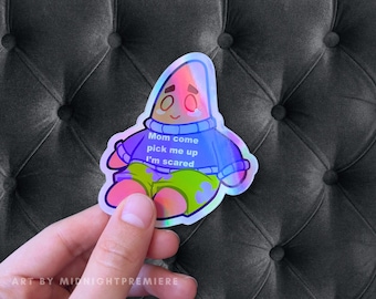 Social Anxiety Patrick Sticker | Shiny Holographic 3" Vinyl Sticker Meme