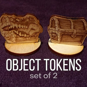 Mimic and Chest Wooden Standees, D&D Enemy Object Token DnD Dungeons and Dragons Pathfinder