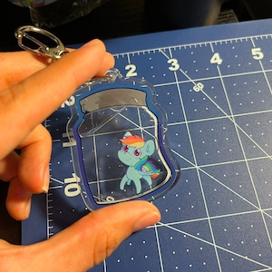 Rainbow Dash Jar Shaker Charm | My Little Pony MLP FiM Friendship is Magic Cute Chibi Oil Keychain