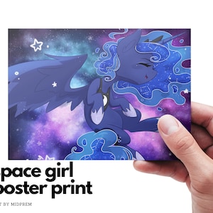 Princess Luna 5x7 Postcard Print Space Girl Galaxy Card Poster, My Little Pony Friendship is Magic MLP FiM