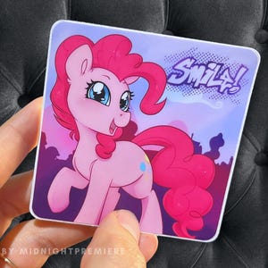 Pinkie Pie Smile Waterproof Sticker | Dishwasher-Safe 3&quot; Vinyl Car Laptop Decal | MLP FiM Cute Pinky My Little Pony Friendship is Magic