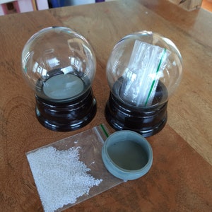 65mm D.I.Y. Snow Globe Kit SET OF TWO (65mm glass dome, Rubber Seal, Wooden base, Fake snow)