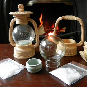 Snow Globe Lantern Kit: 45mm Glass Dome, Resin Base (Set of 2)
