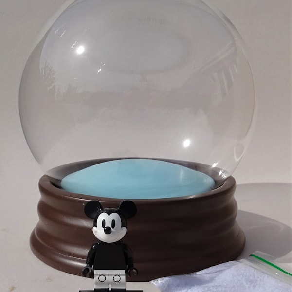 150mm Large DIY Snow Globe Kit / Water Globe Kit (Glass dome, Resin base, rubber seal, fake snow)