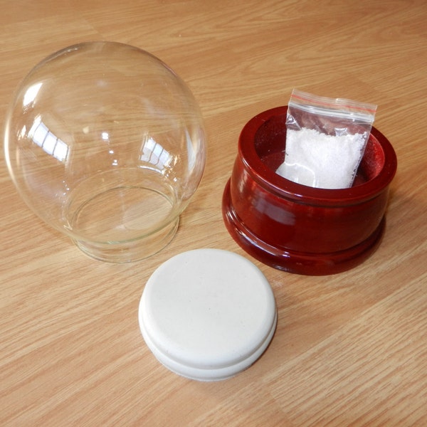 Snow Globe Kit (100mm glass dome, wooden base) - ideal Christmas gift!