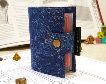 Midnight Blue and Gold, Softcover Spell book, Trading Card Album, DnD Accessories, Gamer gifts